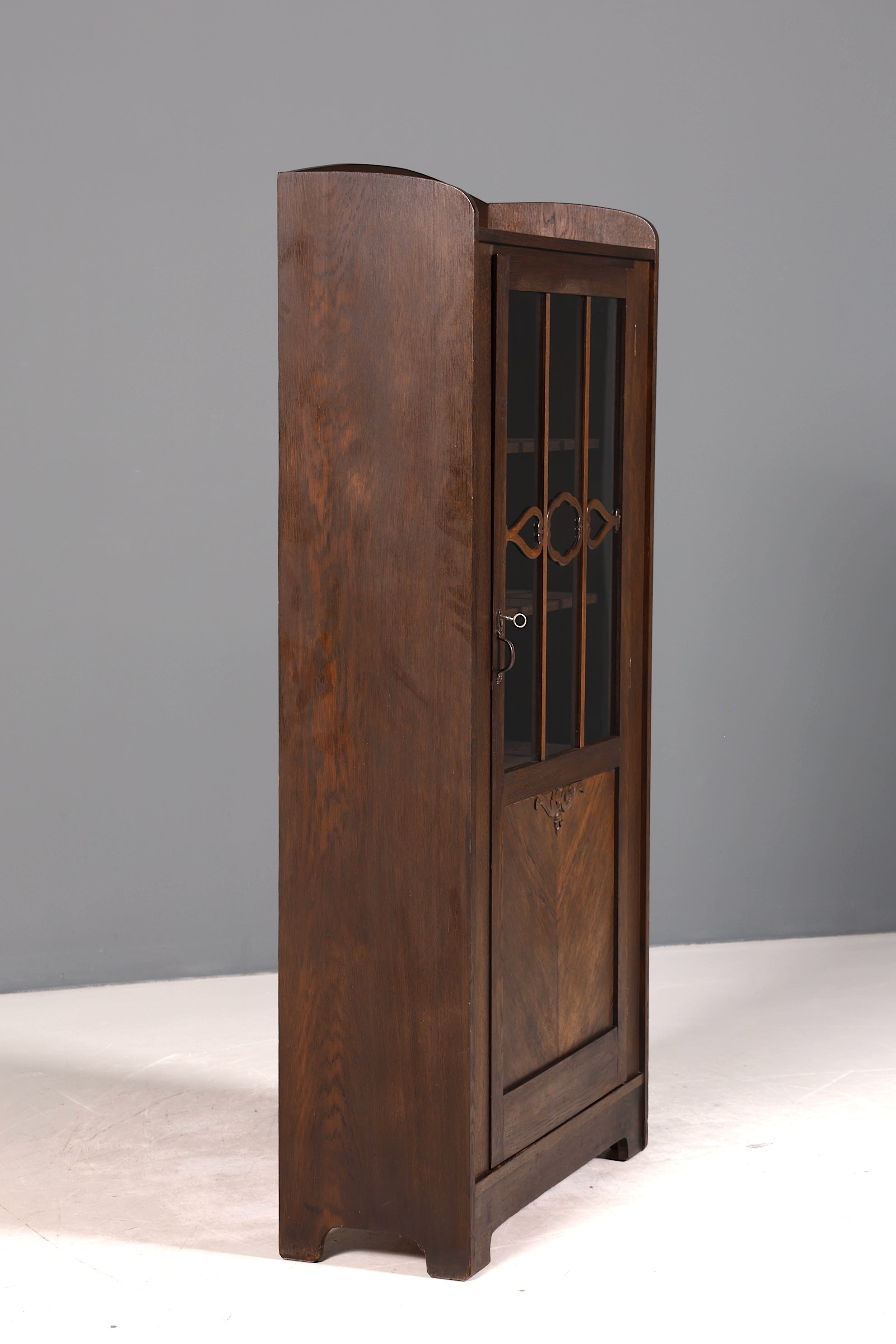 Traumhafte Jugendstil Vitrine Antike Holz Bücherschrank Eiche Antik Schrank Geschirrschrank