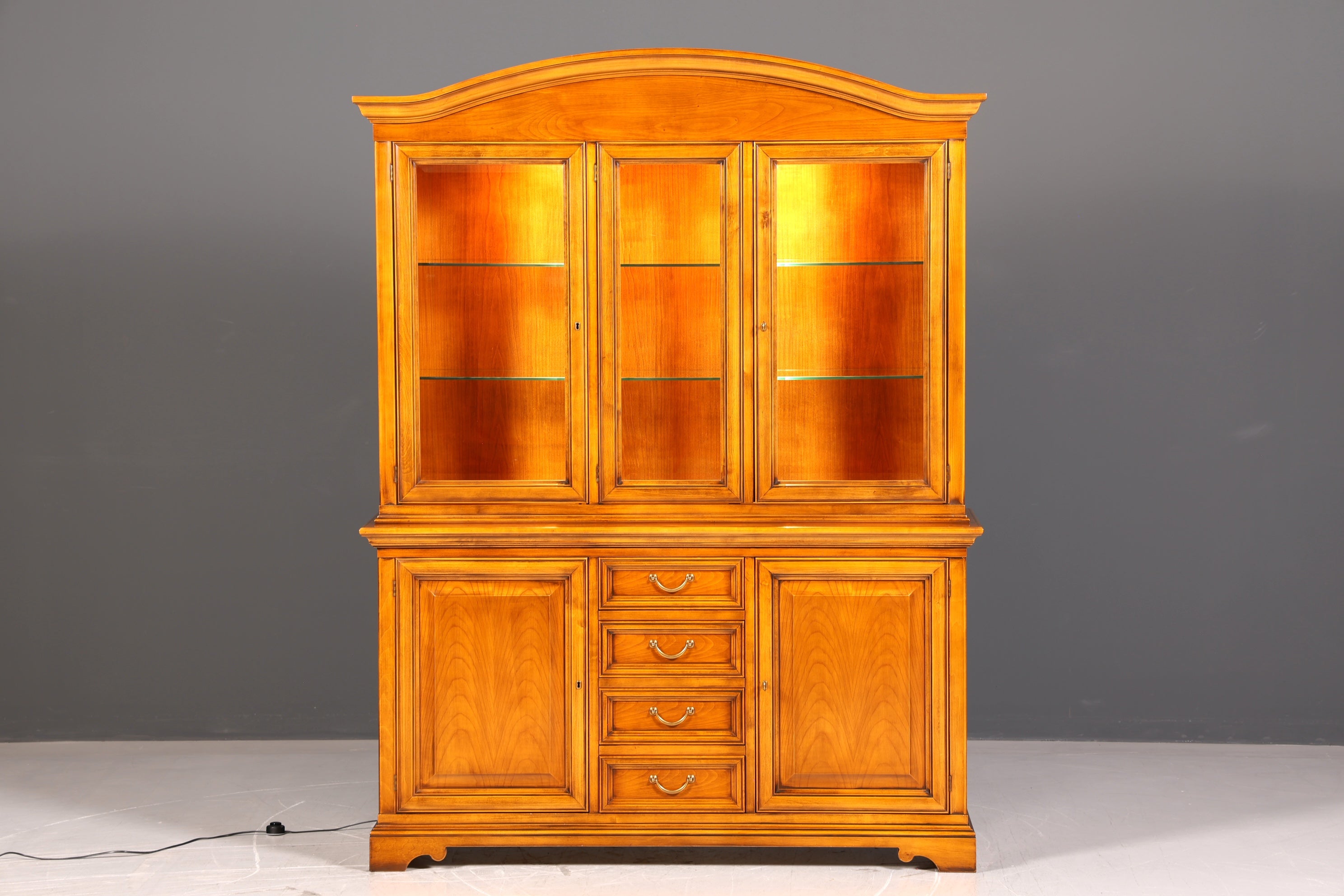 Gorgeous Original Selva Display Cabinet Cherry Wood Buffet Library Antique Style Cabinet Crockery Cabinet Italian Furniture
