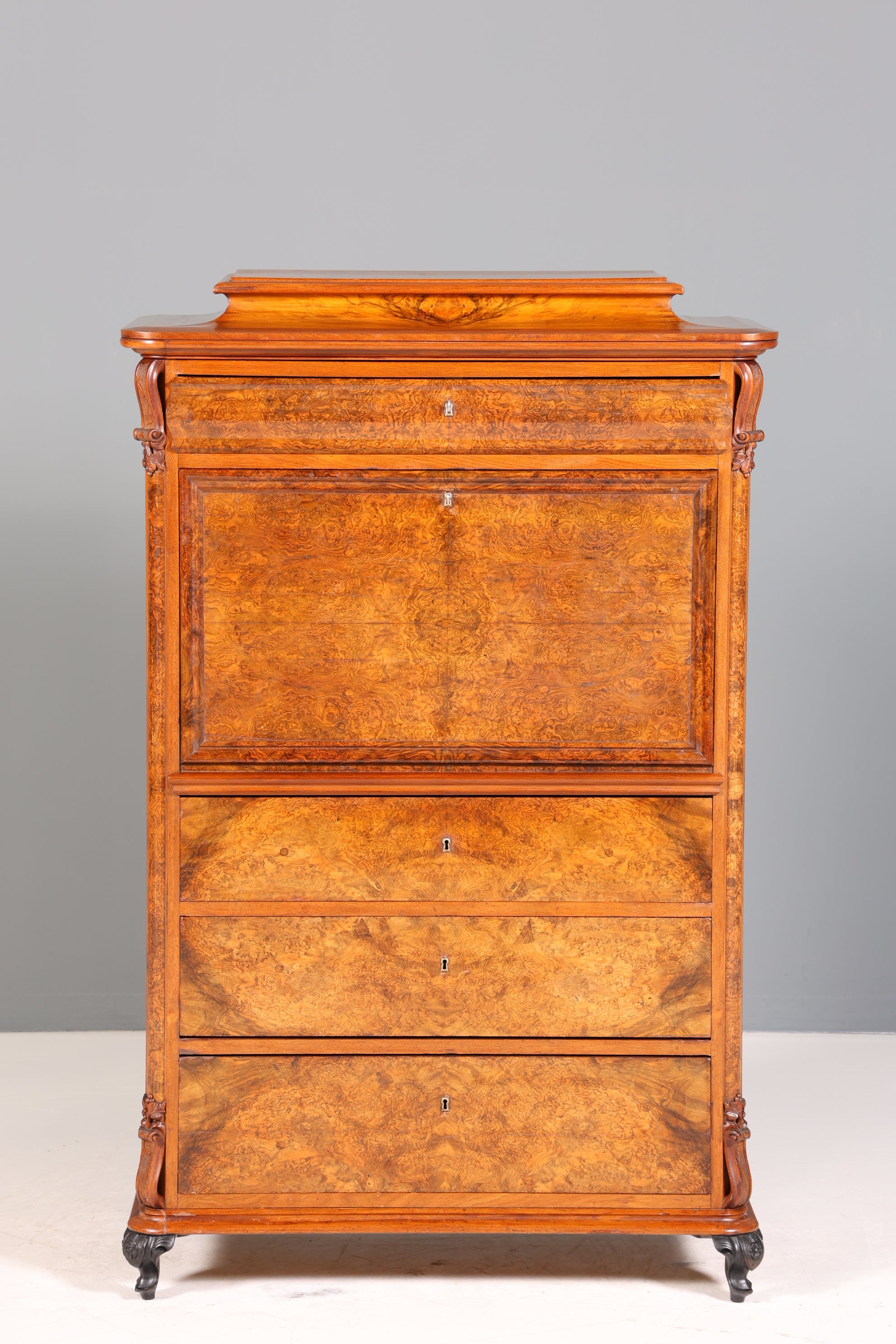 Stilvoller Louis Philippe Sekretär Vertiko Gründerzeit Kommode um 1880 Schubladenkommode