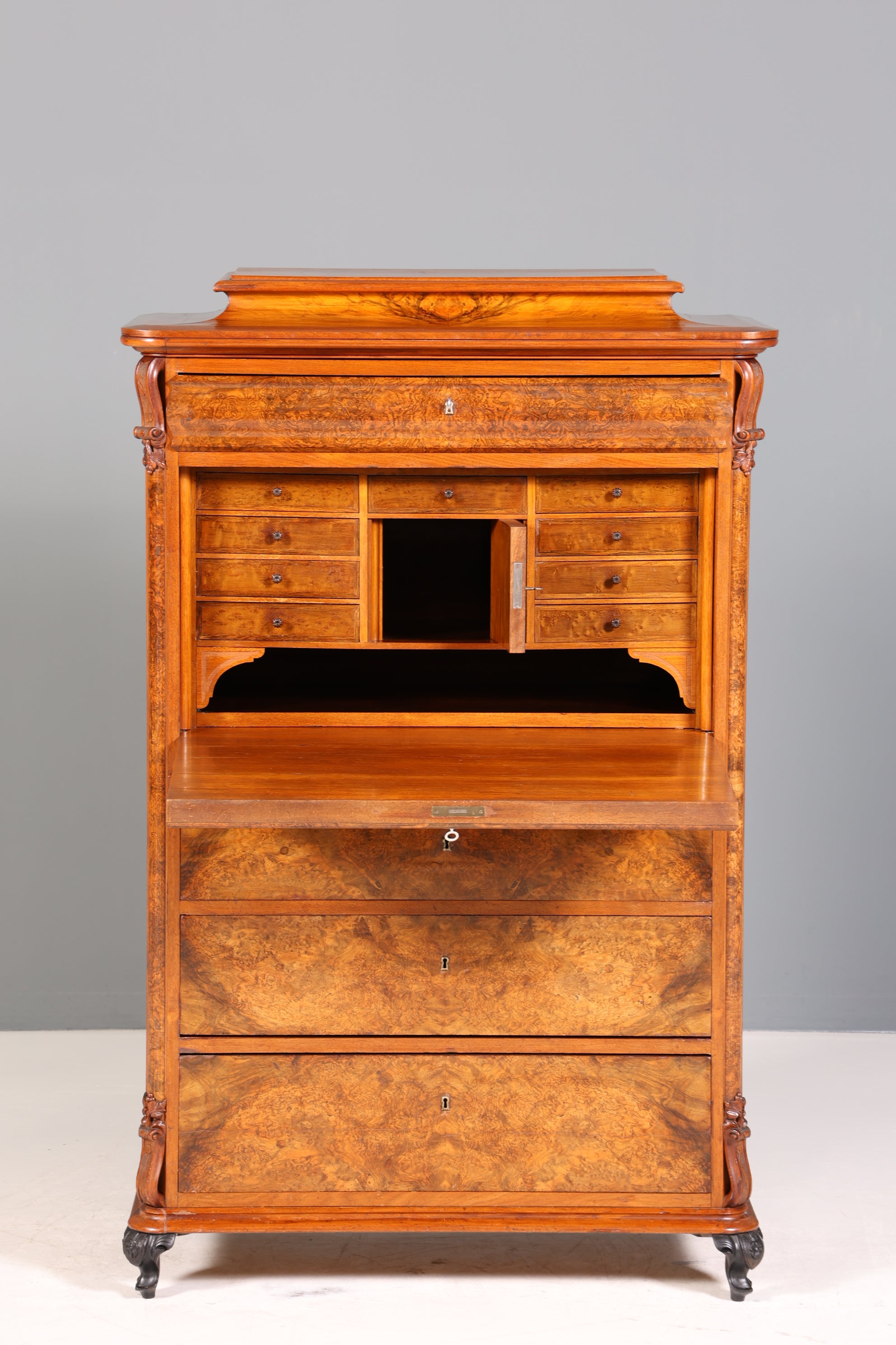 Stilvoller Louis Philippe Sekretär Vertiko Gründerzeit Kommode um 1880 Schubladenkommode