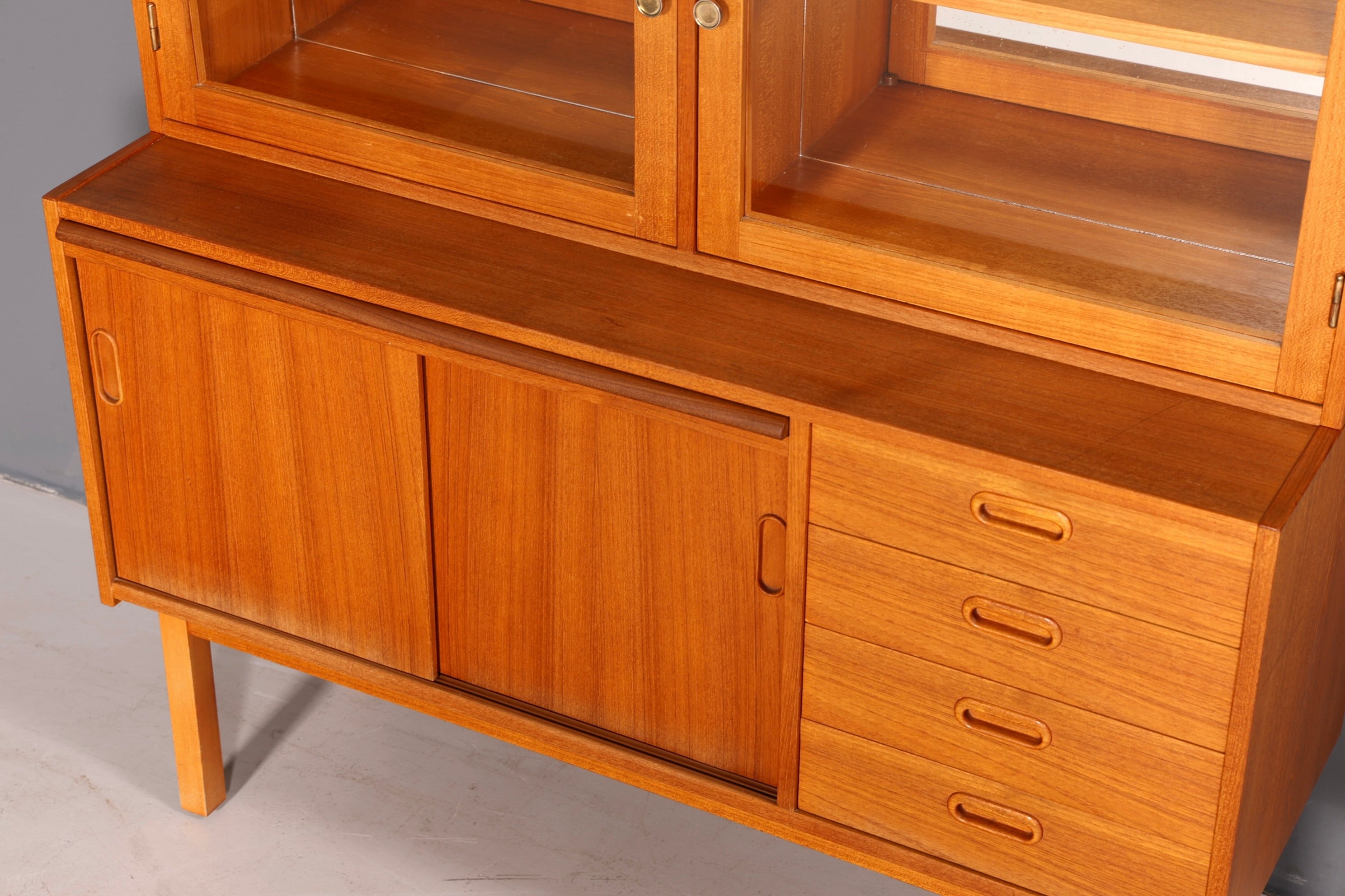 Edles Mid Century Regal Danish Design Sideboard Bücherregal Teak Holz Vitrine Sekretär Schrank Highboard Vintage 60er