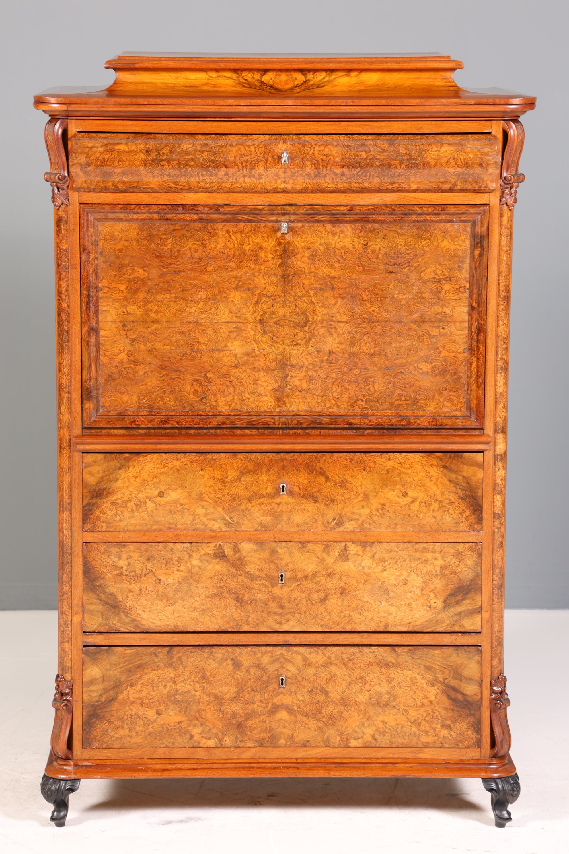 Stilvoller Louis Philippe Sekretär Vertiko Gründerzeit Kommode um 1880 Schubladenkommode