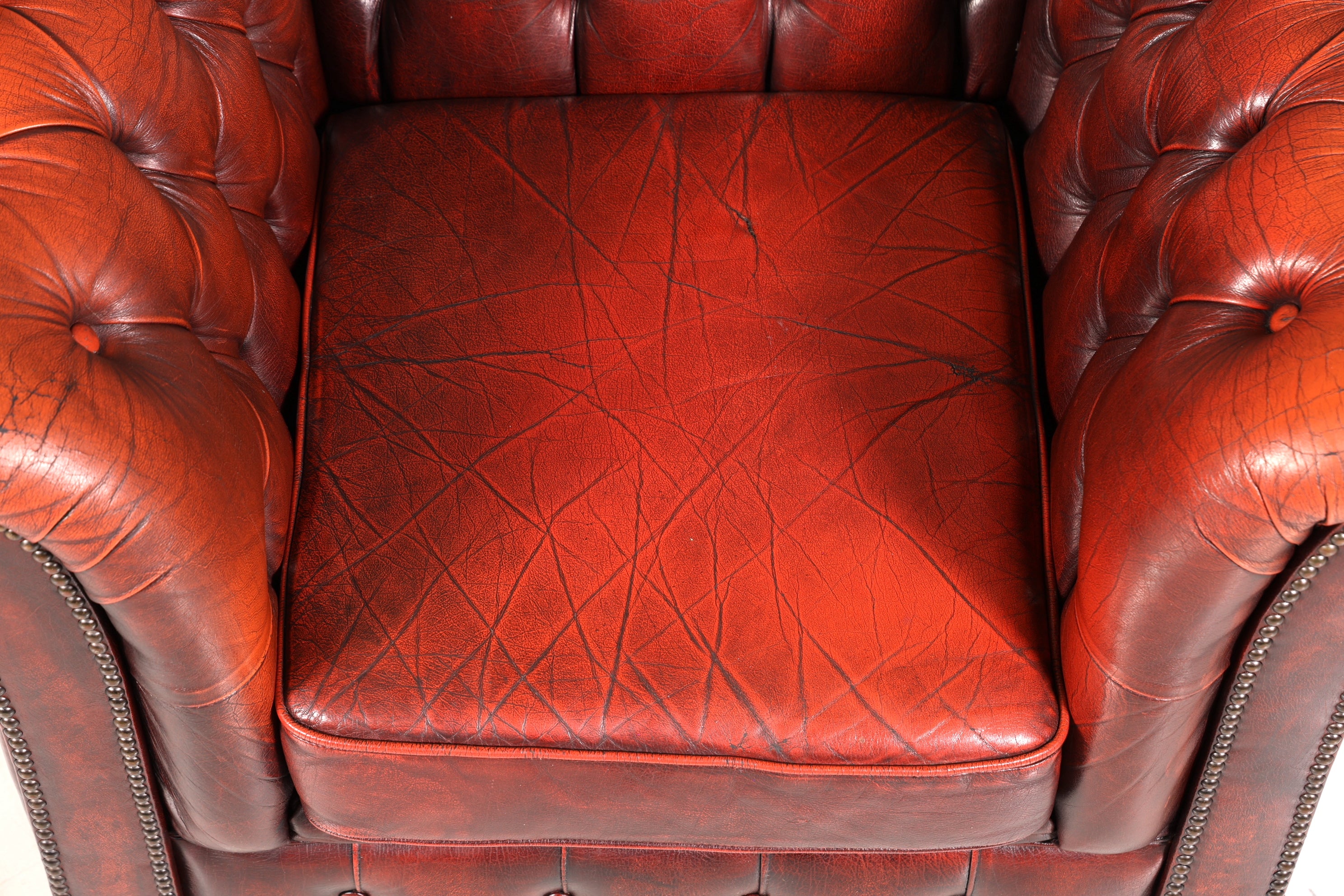 Stilvoller Original Chesterfield Sessel Englisch Oxblood Leder Armlehnsessel Herrensessel 2 von 2