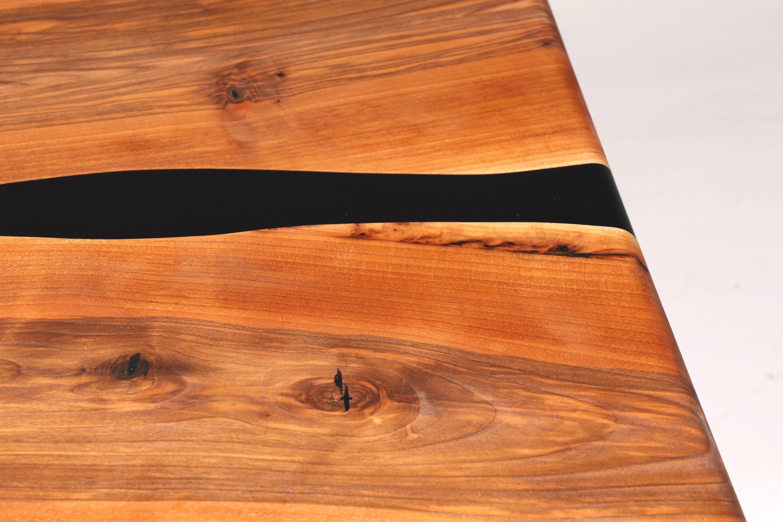 Wunderschöner Epoxidharz Tisch 220-90 cm Epoxy Schwarz Nussbaum Esszimmer Tisch