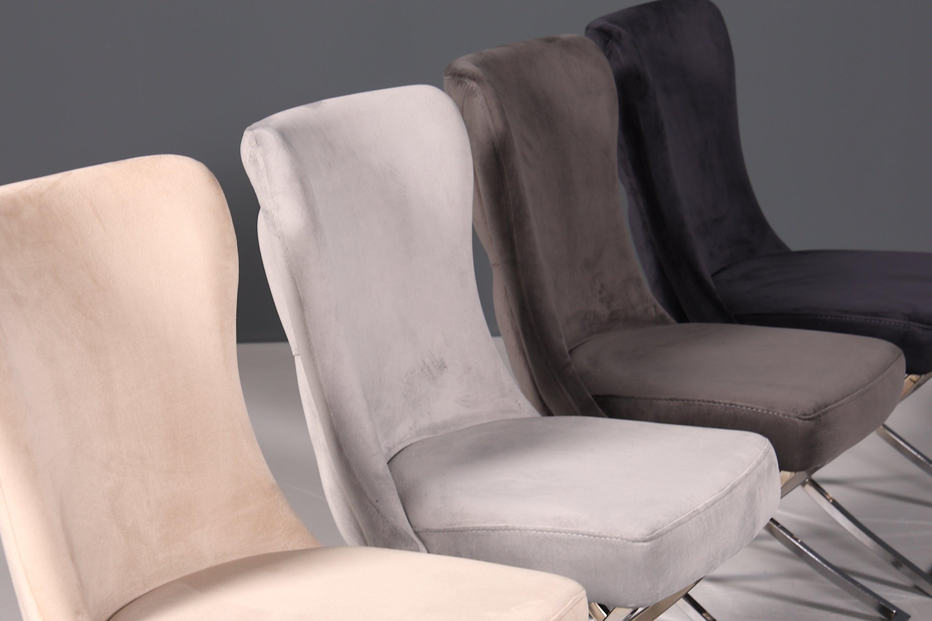 Edler Chesterfield Stil Samtstuhl "Valencia" in Grau