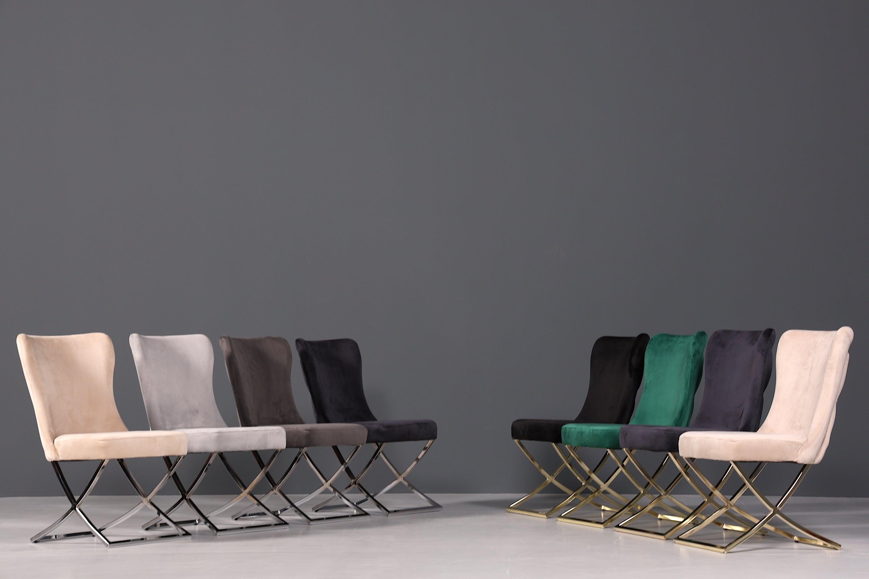 Edler Chesterfield Stil Samtstuhl "Valencia" in Grau