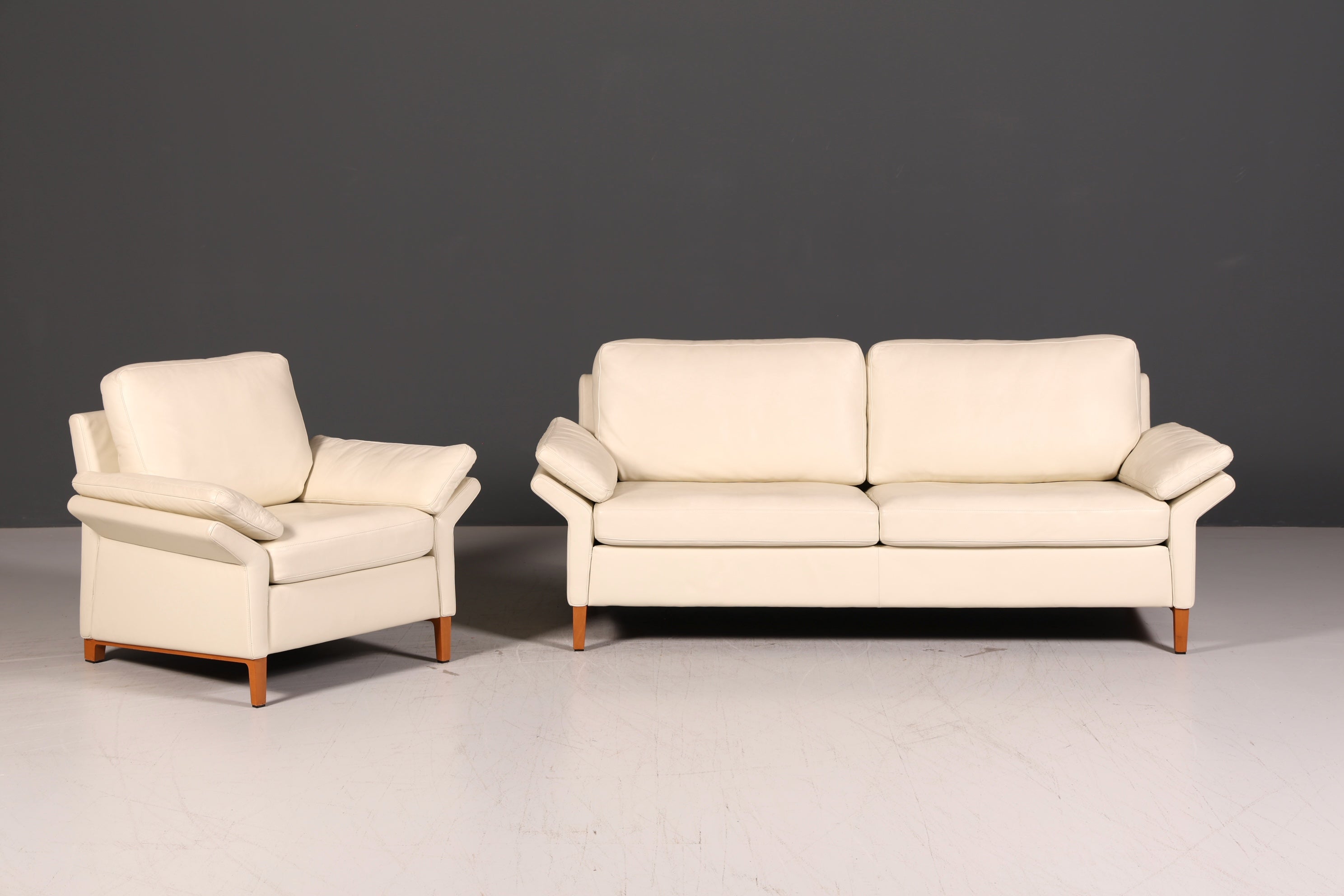 Wunderschöner Original Rolf Benz Sessel Modell 3300 Creme Echtleder Ledersessel Designer Loungesessel