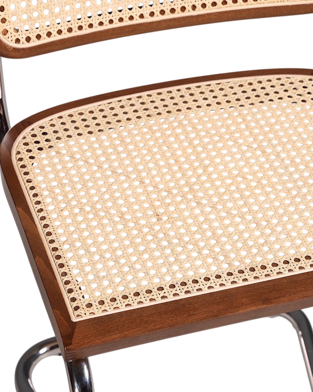 Korbgeflecht Freischwinger Stuhl "Milano" Made in Italy Braun Küchenstuhl Wippstuhl Wiener Geflecht