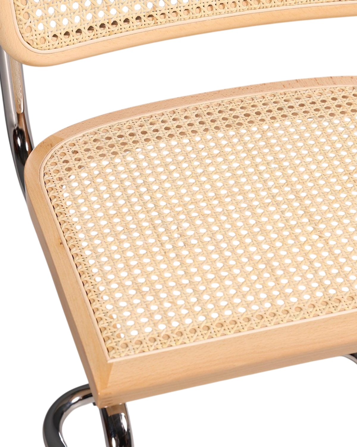 Korbgeflecht Freischwinger Stuhl "Milano" Made in Italy Beige Wippstuhl Küchenstuhl Esszimmer Stuhl