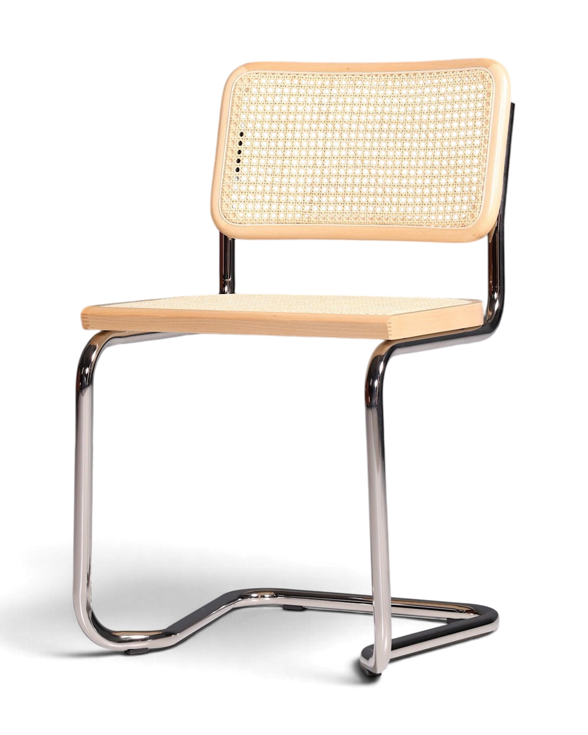 Korbgeflecht Freischwinger Stuhl "Milano" Made in Italy Beige Wippstuhl Küchenstuhl Esszimmer Stuhl