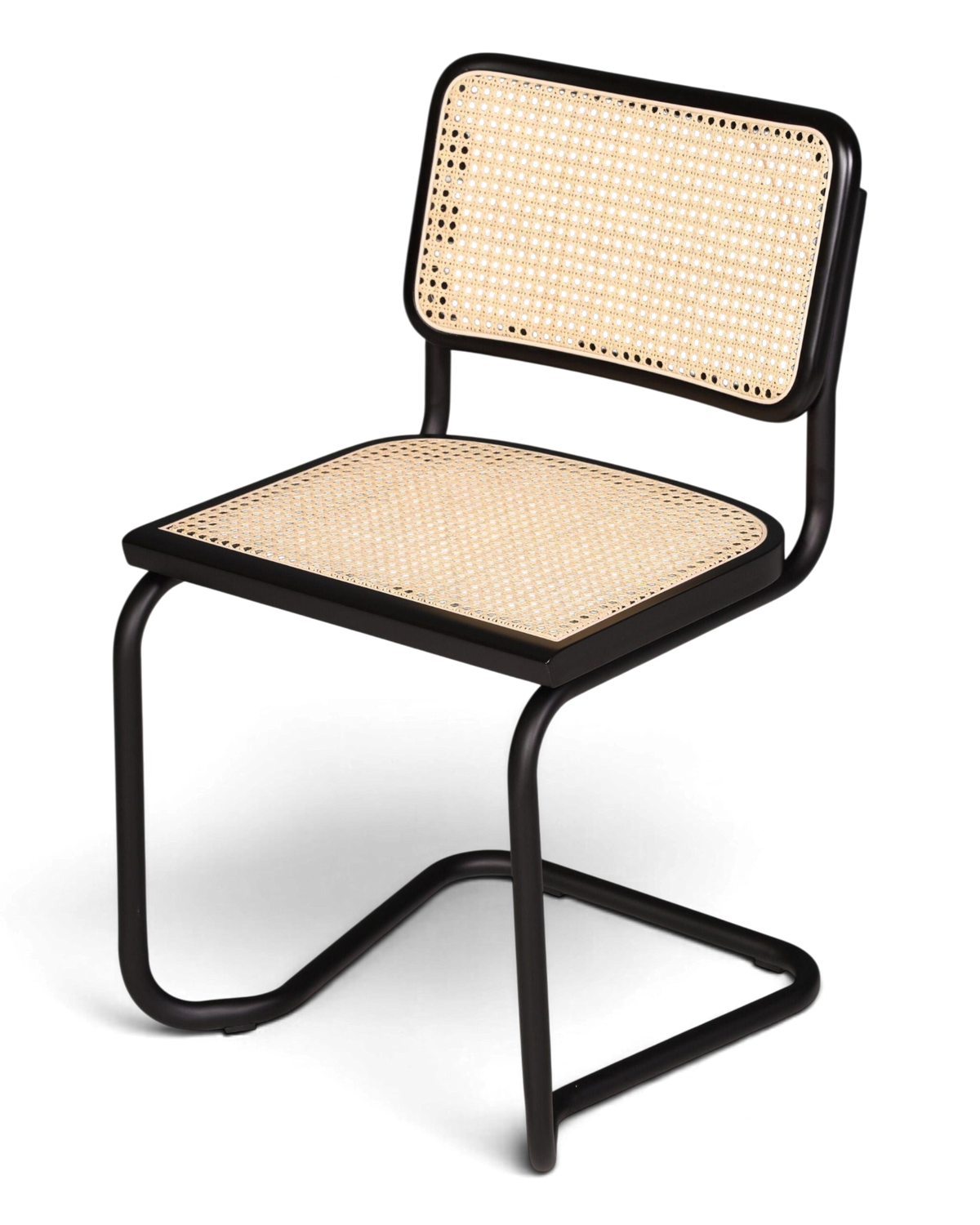 Freischwinger Stuhl "Milano" Made in Italy Schwarz Korbgeflecht Stuhl Wippstuhl Wiener Geflecht Küchenstuhl Sekretär Stuhl