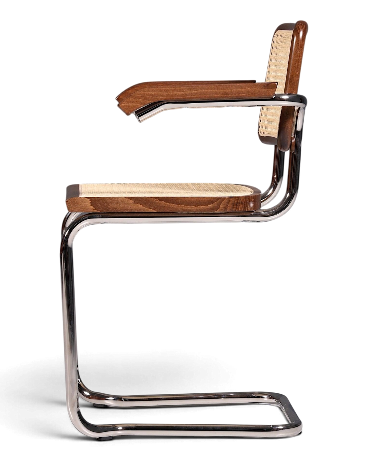 Korbgeflecht Freischwinger Armlehnstuhl "Milano" Made in Italy Braun Küchenstuhl Wippstuhl