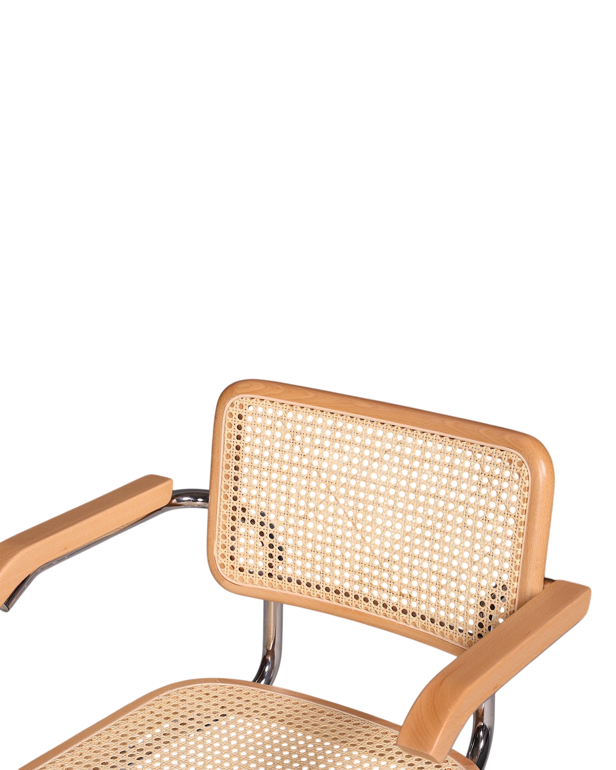 Korbgeflecht Freischwinger Armlehnstuhl "Milano" Made in Italy Beige Wippstuhl Sekretär Stuhl Esszimmer Stuhl