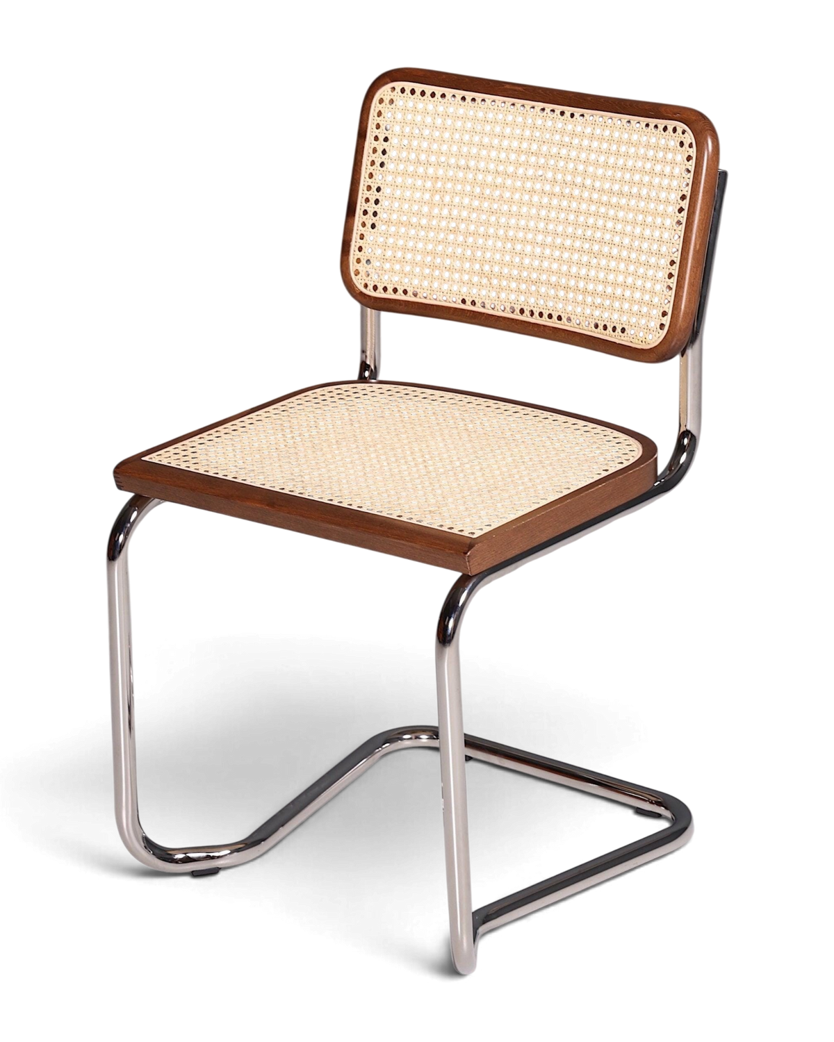 Korbgeflecht Freischwinger Stuhl "Milano" Made in Italy Braun Küchenstuhl Wippstuhl Wiener Geflecht
