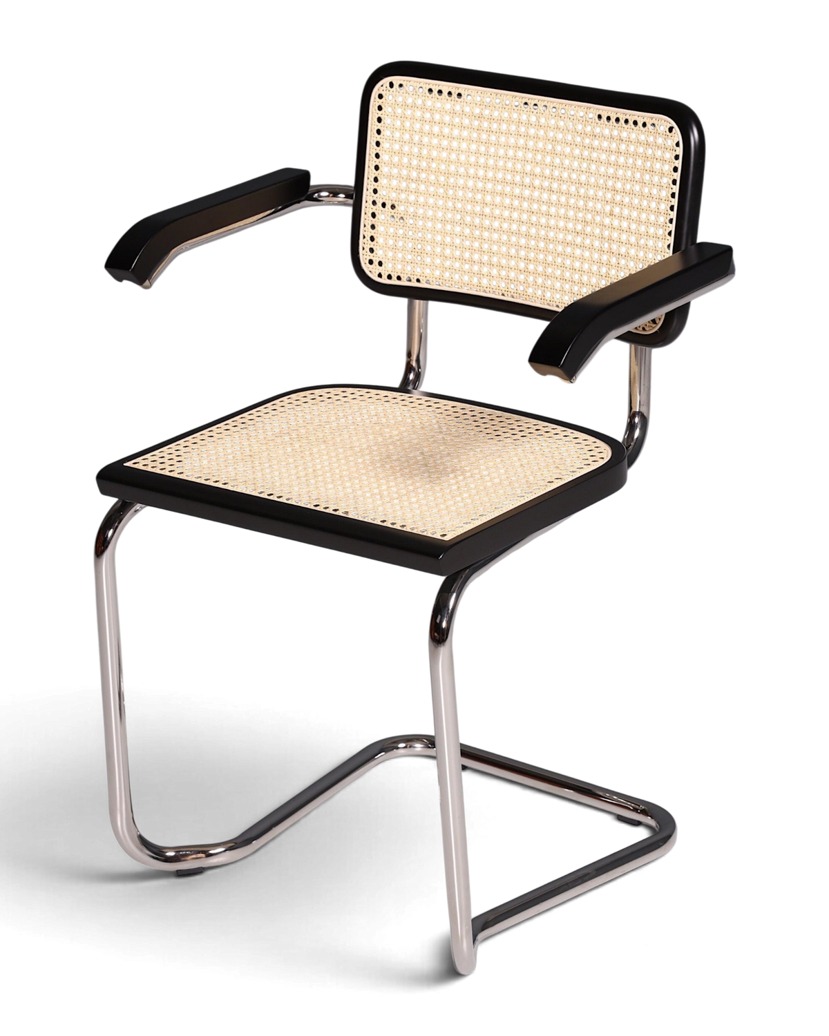 Milano Freischwinger Stuhl mit Armlehne Schwarz