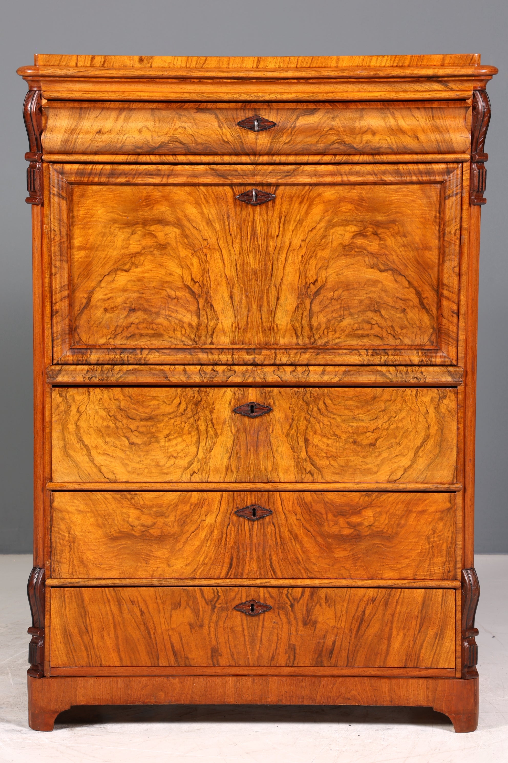 E903 Finish Wunderschöner Gründerzeit Sekretär Vertiko Highboard Louis Philippe Kommode um 1880