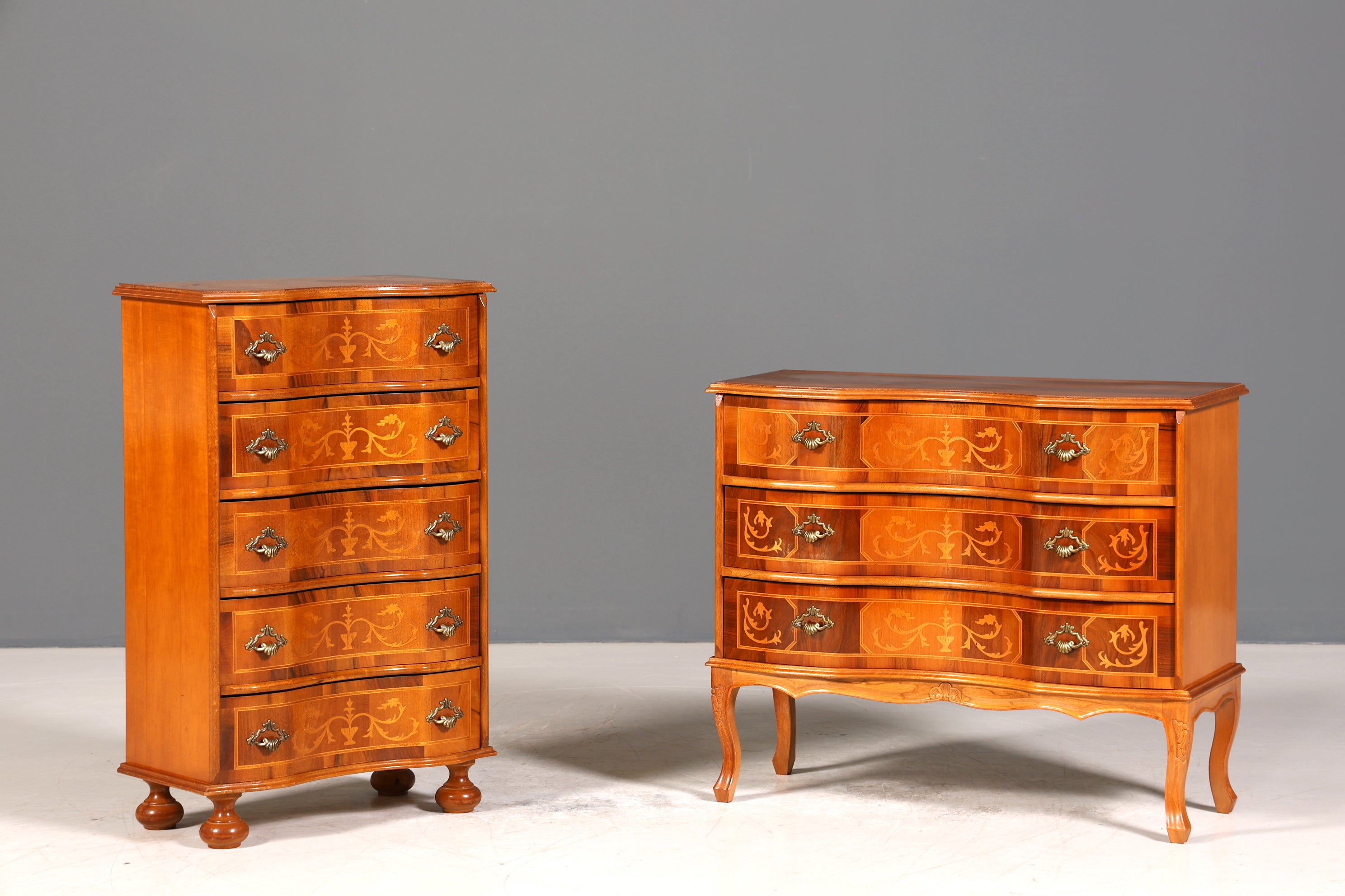 Traumhafte Kommode im Barock Stil Sideboard Intarsien echt Holz Schubladenkommode