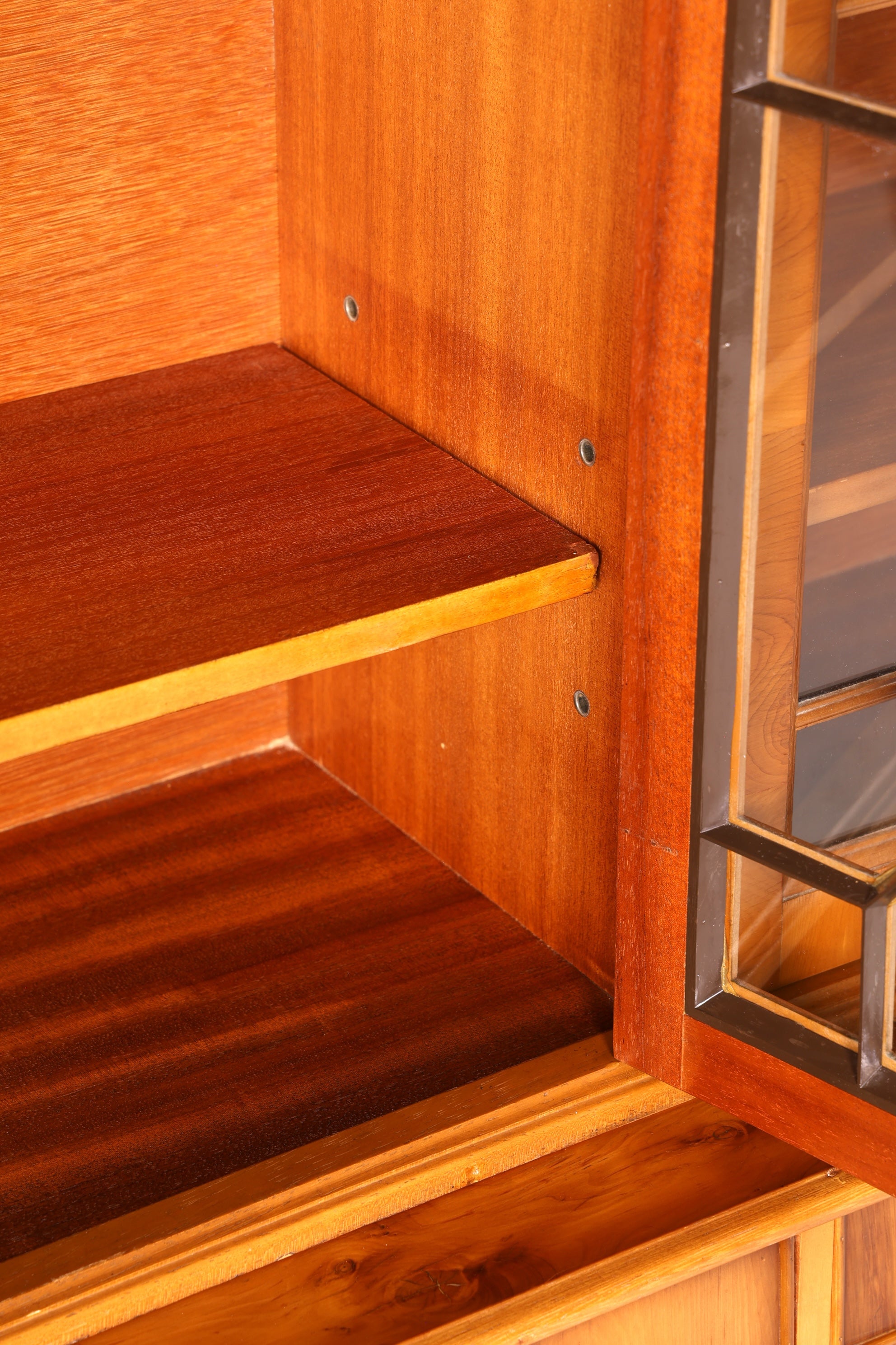 Beeindruckender Englischer Vitrinenschrank Echt Holz Sekretär Bibliothek Bücherschrank Buffet Antik Vintage