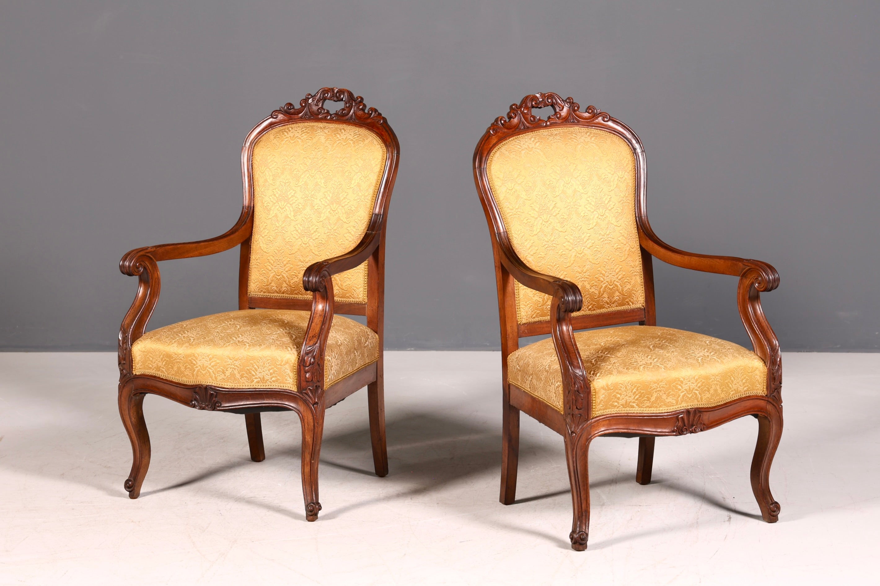 G047 Finish Edler Chippendale Armlehnsessel Barock Stil Sessel Armchair Samt Stoff Sessel