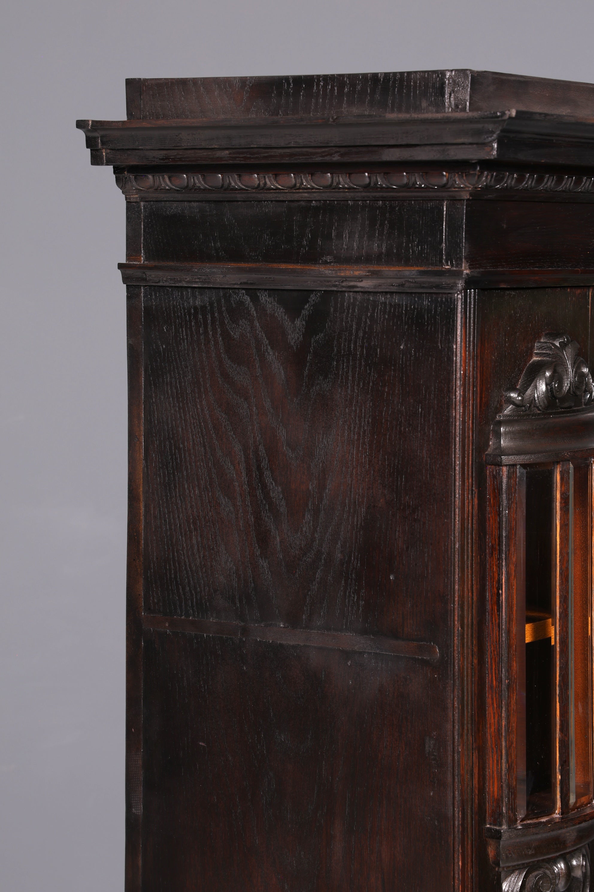 Prachtvolle Jugendstil Vitrine Eiche Antiker Bücherschrank Geschirrschrank Glasvitrine Schrank Antik 2 von 2
