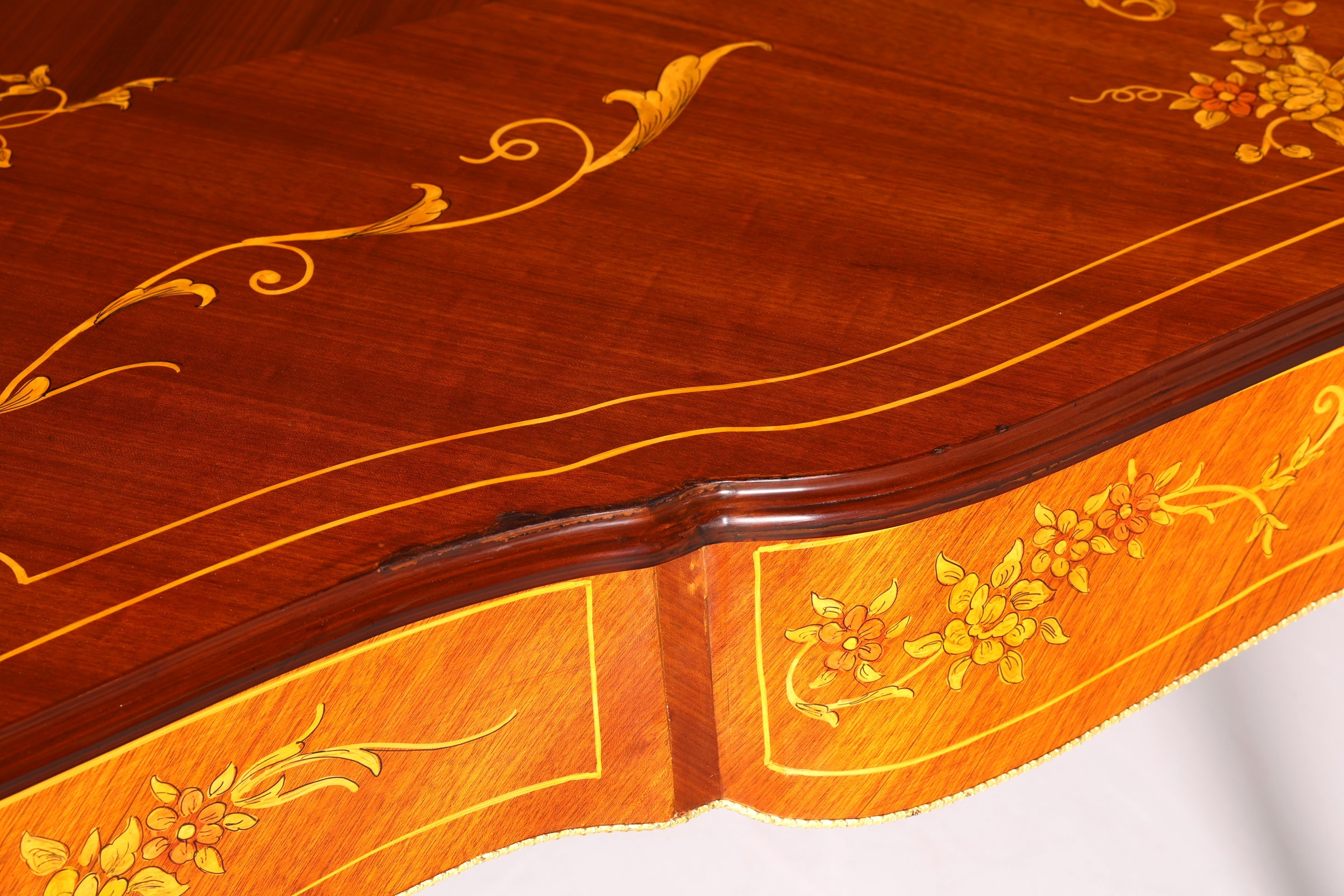 Prächtiger XXL Louis XV Stil Schreibtisch French Desk Antik Intarsien Bürotisch Office Table