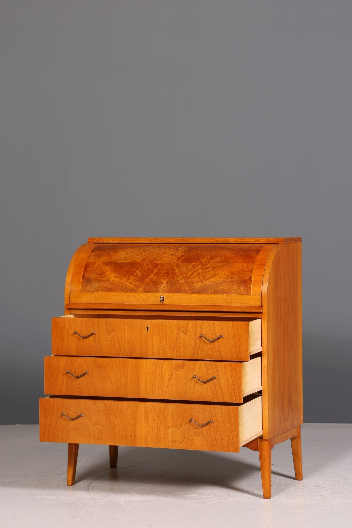 Stilvoller Mid Century Rollladen Sekretär echt Holz Vintage Büro Schrank Retro Schreibkommode 60s