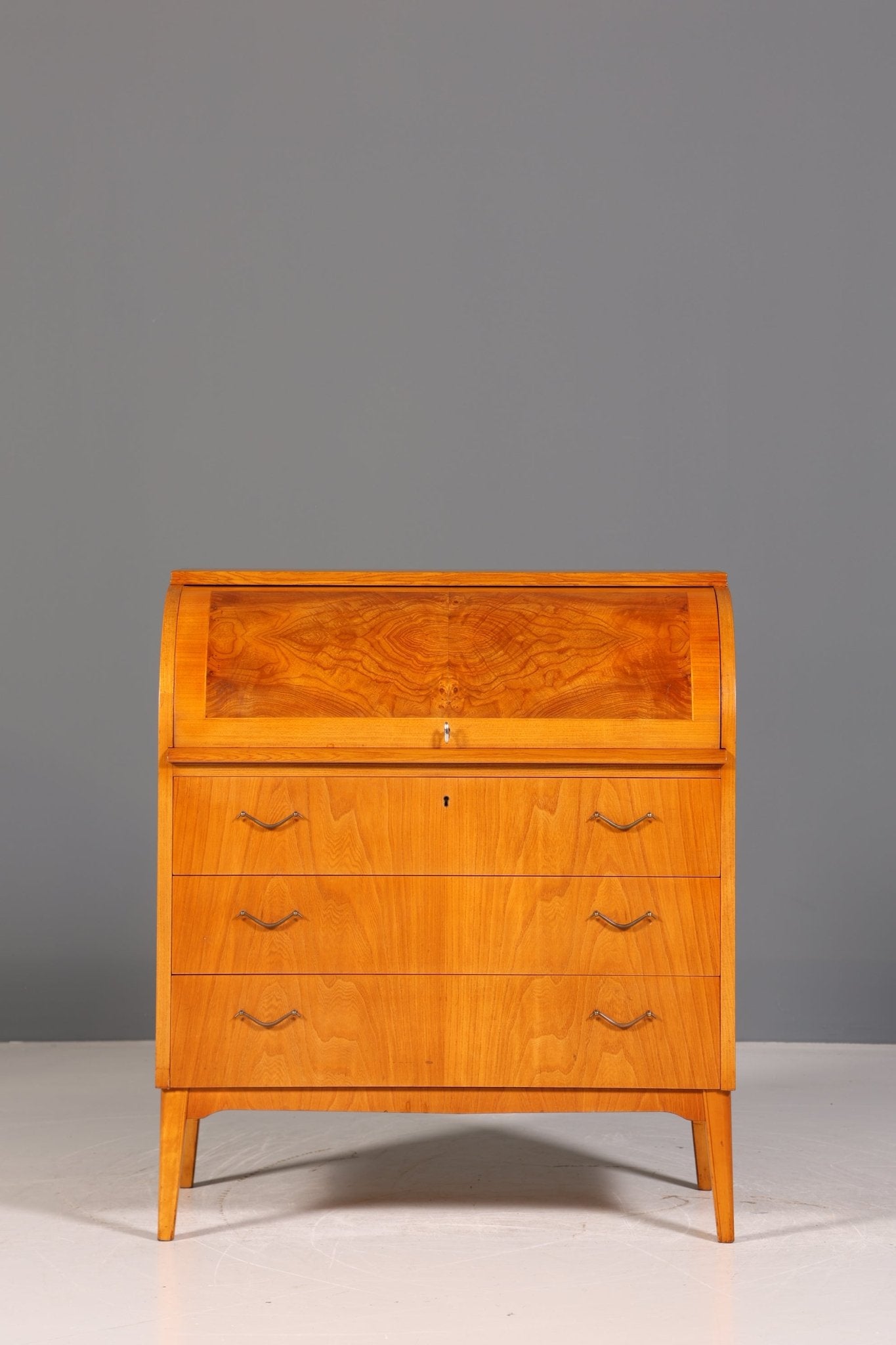 Stilvoller Mid Century Rollladen Sekretär echt Holz Vintage Büro Schrank Retro Schreibkommode 60s