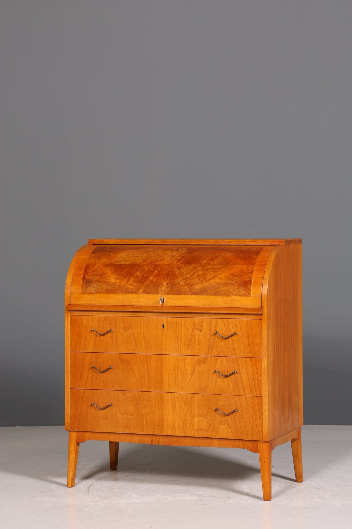 Stilvoller Mid Century Rollladen Sekretär echt Holz Vintage Büro Schrank Retro Schreibkommode 60s