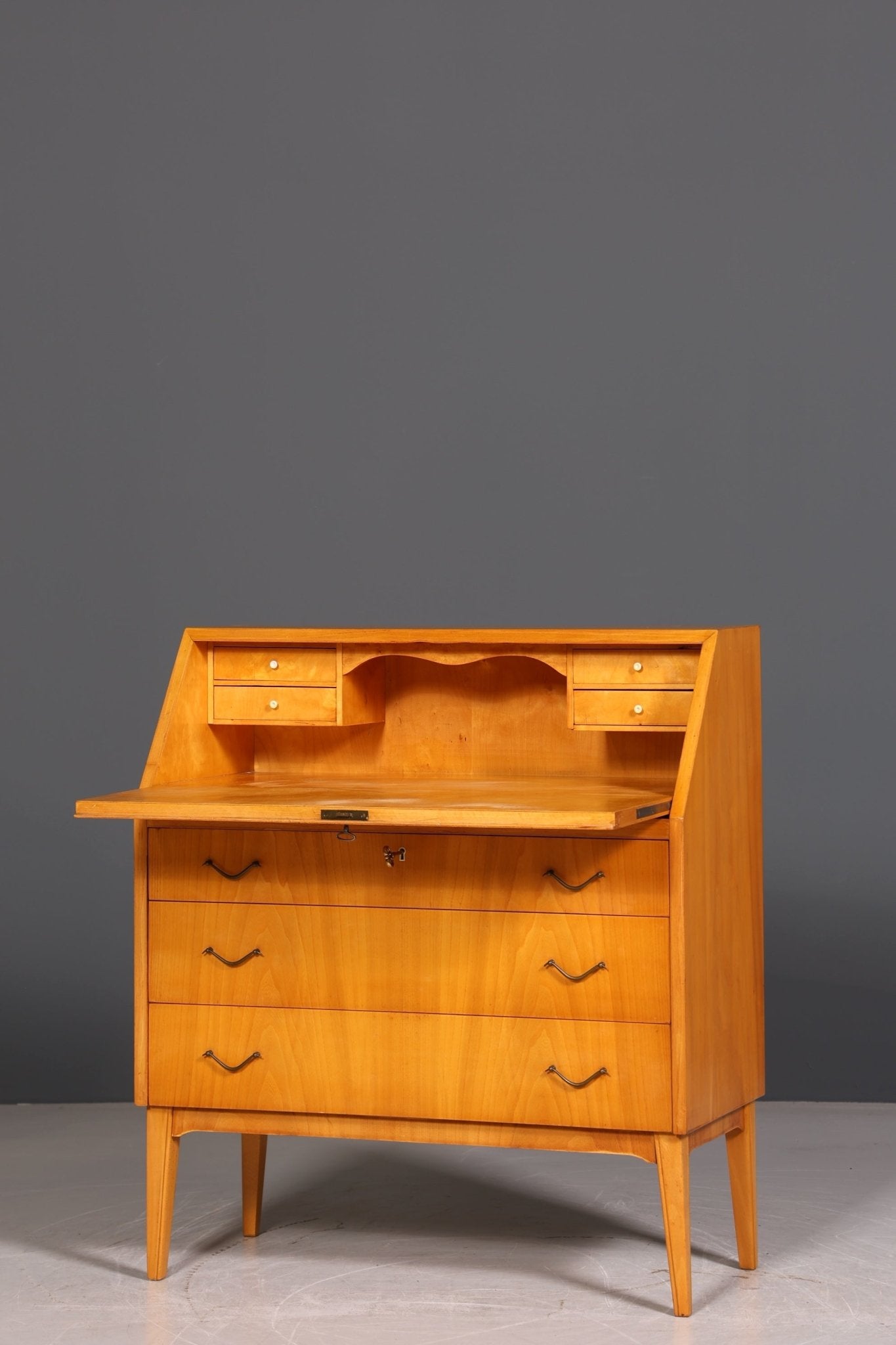 Stilvoller Mid Century Sekretär echt Holz Vintage Büro Schrank Schreibkommode 60er Jahre