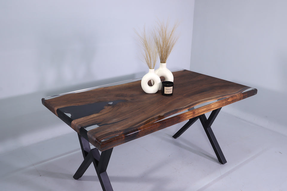 Einzigartiger Epoxidharz Tisch 160-90cm Nussbaum Esszimmer Tisch