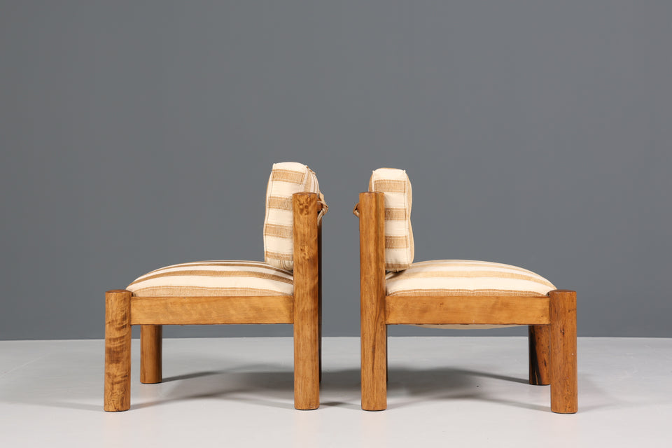 2x Seltene Design Loungesessel Mid Century Nussbaum Sessel Set