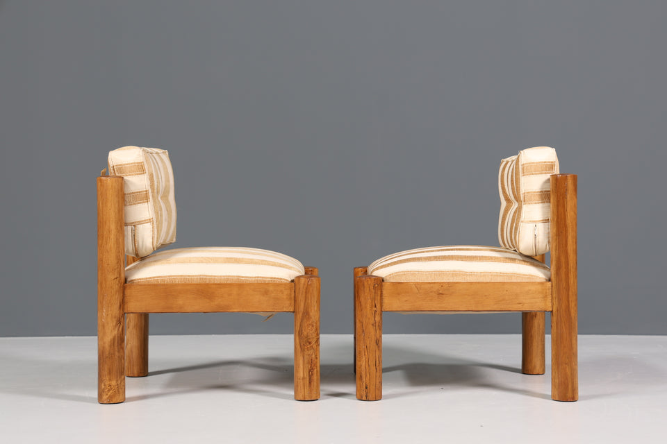 2x Seltene Design Loungesessel Mid Century Nussbaum Sessel Set