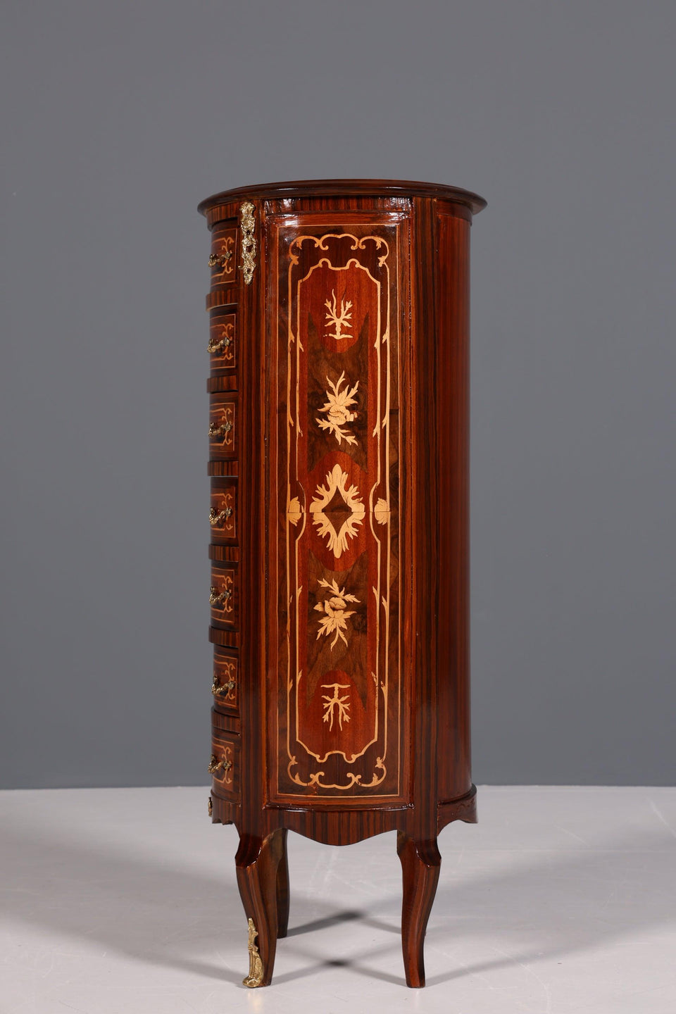 Stilvolle Barock Stil Louis XV Highboard Intarsien Vertiko Kommode