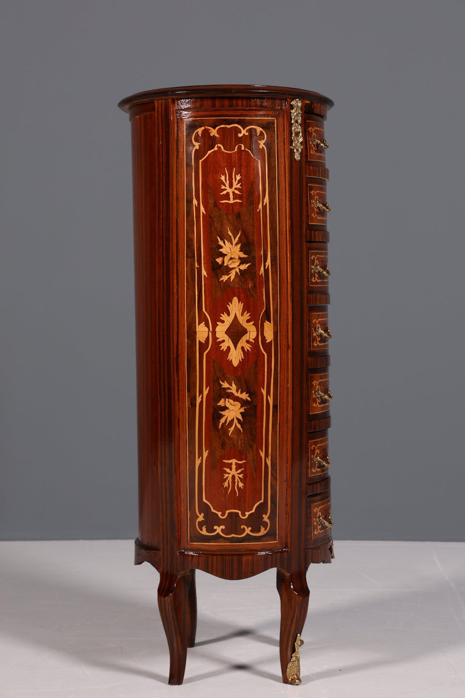 Stilvolle Barock Stil Louis XV Highboard Intarsien Vertiko Kommode