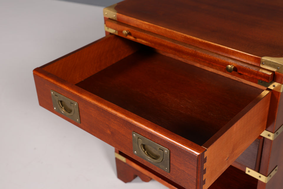 Seltene Maritime Schiffs Kommode Englisch Nachttisch Messing Antik Military Chest
