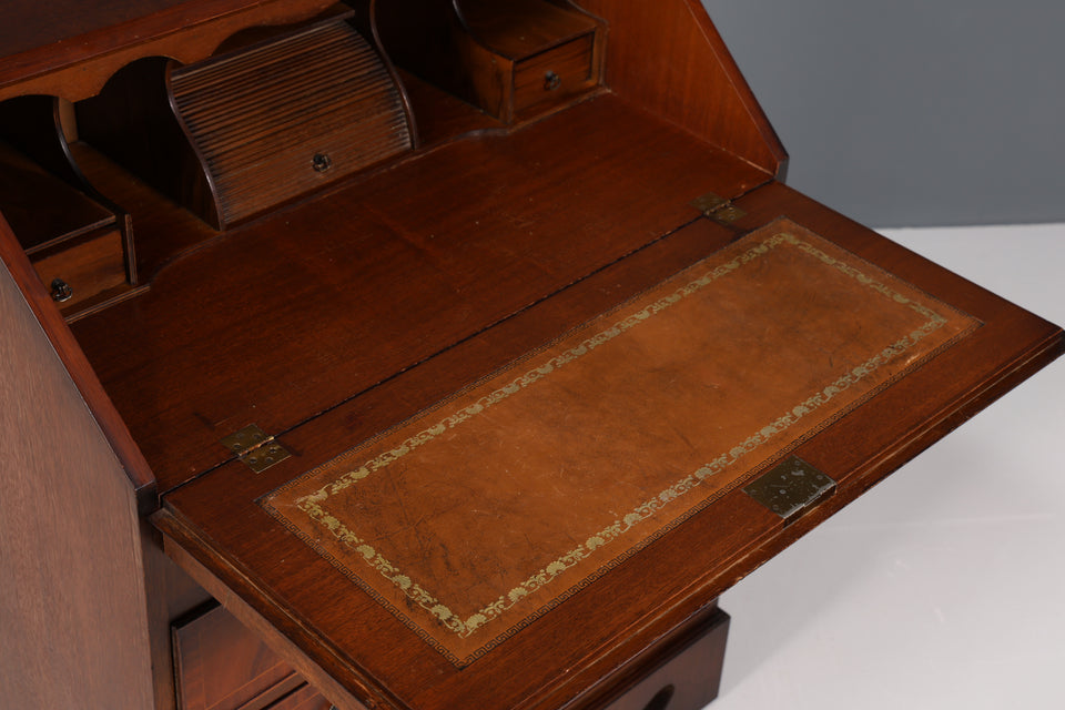 Edler Englischer Sekretär echt Holz Kommode Antik Schrank mit Lederauflage