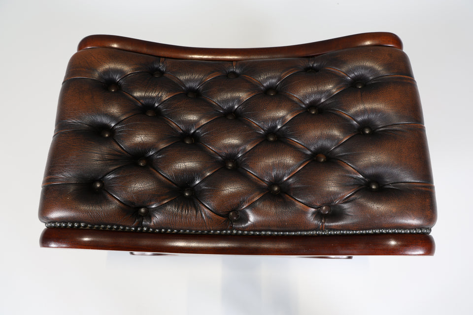Original Chesterfield Hocker echt Leder Fusshocker