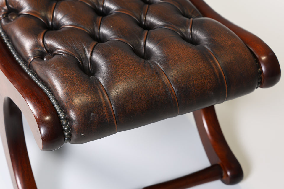 Original Chesterfield Hocker echt Leder Fusshocker