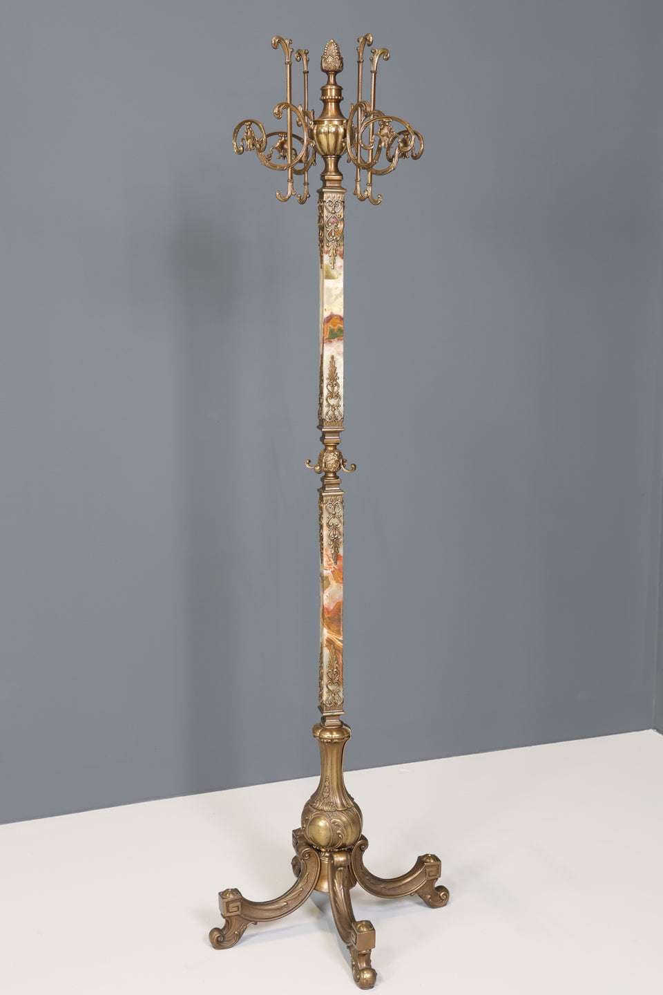 Edler Jugendstil Onyx Messing Garderobenständer Antik Kleiderhaken