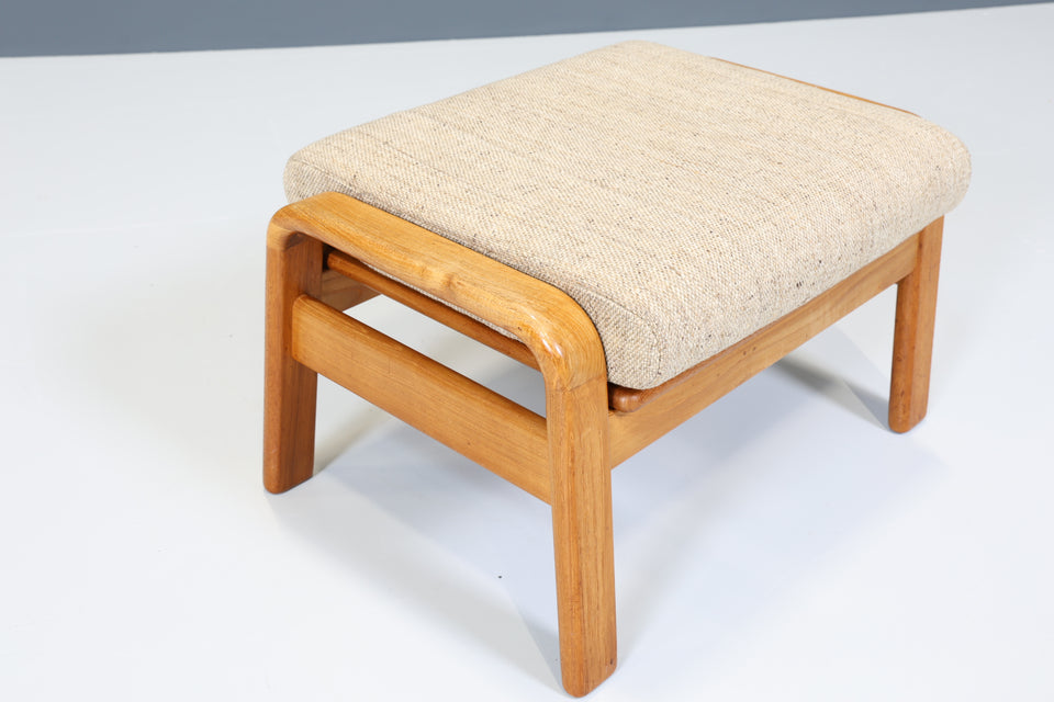 Schlichter Danish Teak Holz Hocker Mid Century Fussablage