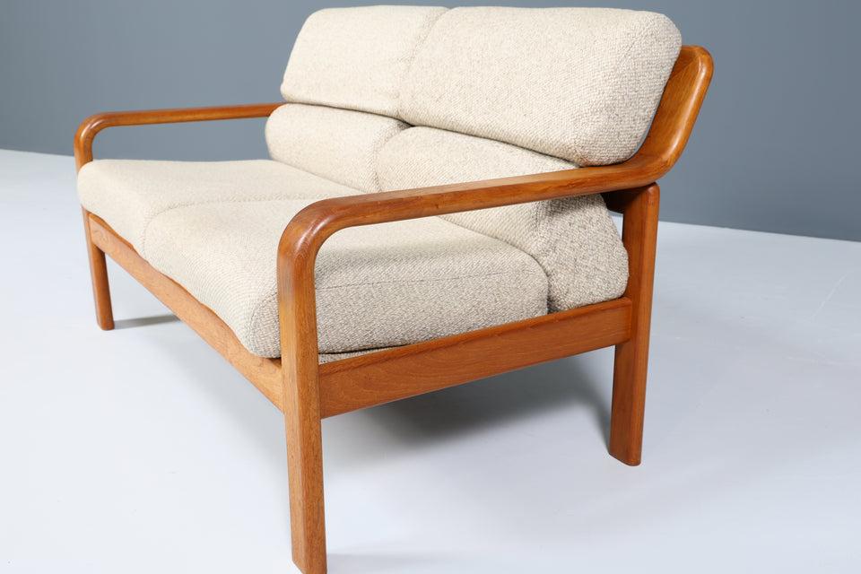 Original Danish 2er Couch Teak Holz Mid Century 2-Sitzer Sofa 1 von 2