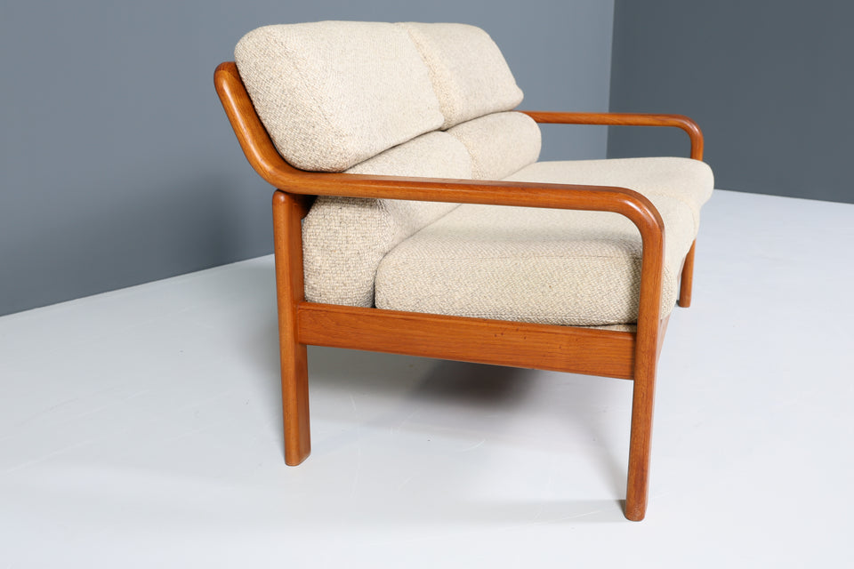 Original Danish 2er Couch Teak Holz Mid Century 2-Sitzer Sofa 1 von 2