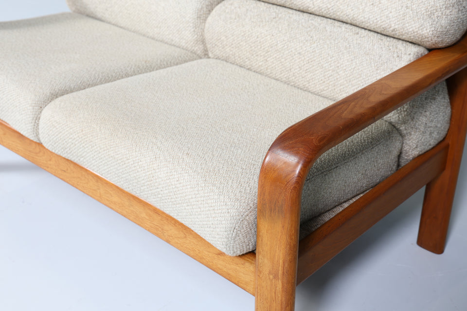 Original Danish 2er Couch Teak Holz Mid Century 2-Sitzer Sofa 1 von 2