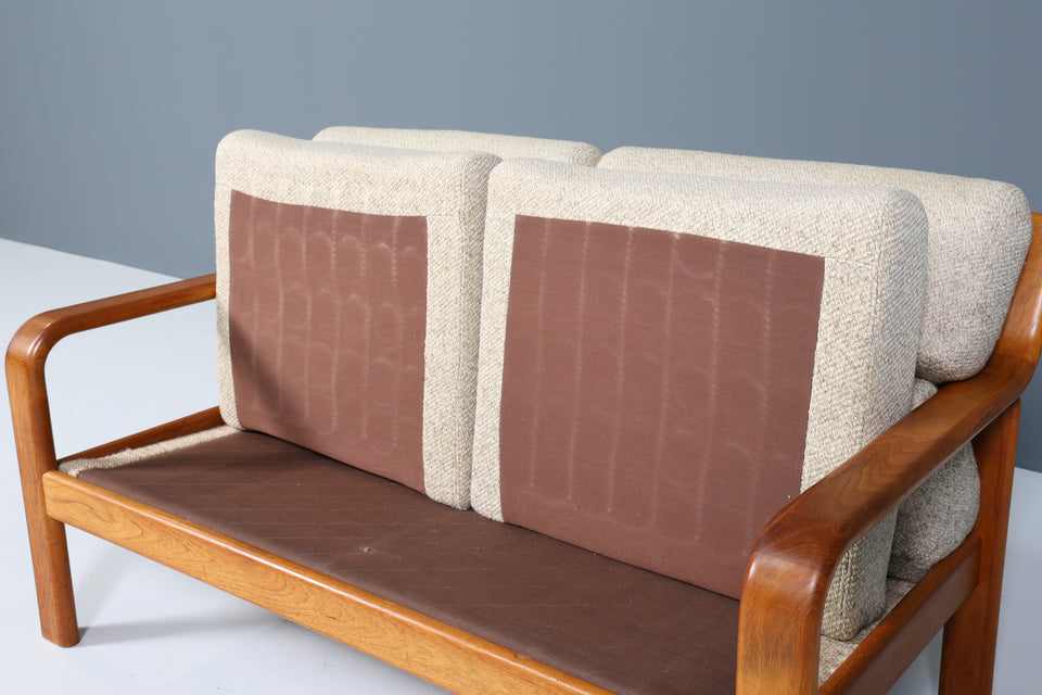 Original Danish 2er Couch Teak Holz Mid Century 2-Sitzer Sofa 1 von 2