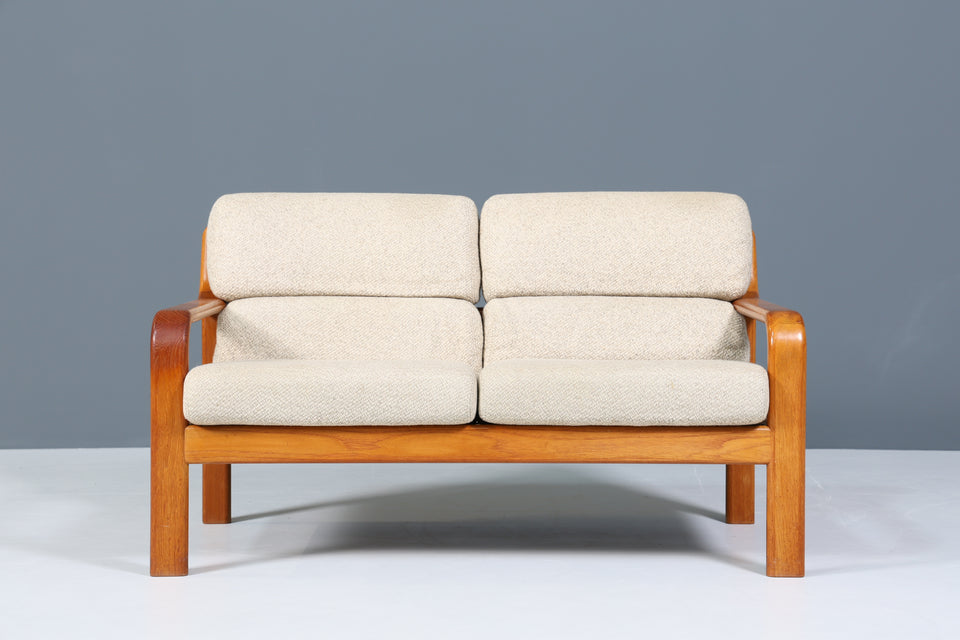 Original Danish 2er Couch Teak Holz Mid Century 2-Sitzer Sofa 2 von 2