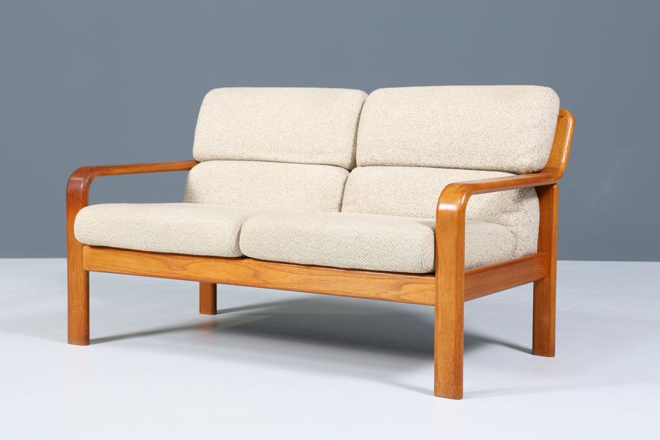 Original Danish 2er Couch Teak Holz Mid Century 2-Sitzer Sofa 2 von 2