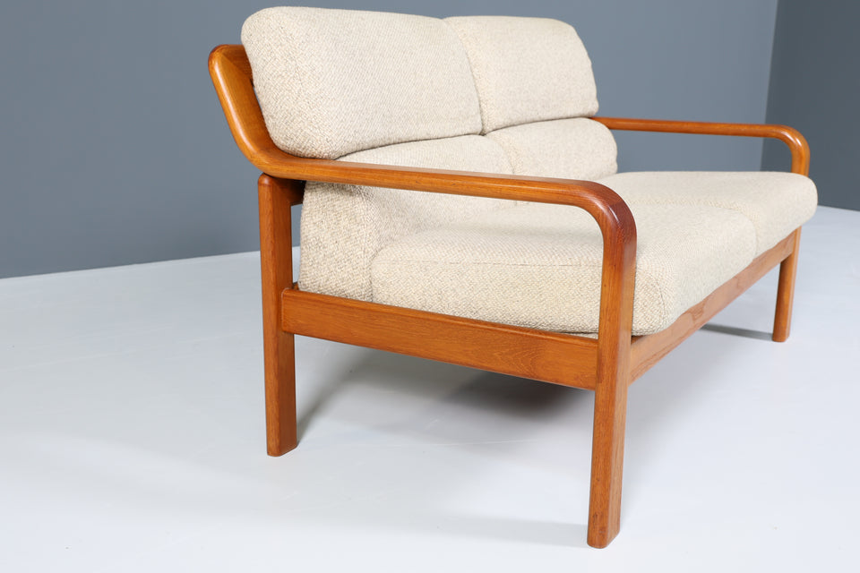 Original Danish 2er Couch Teak Holz Mid Century 2-Sitzer Sofa 2 von 2