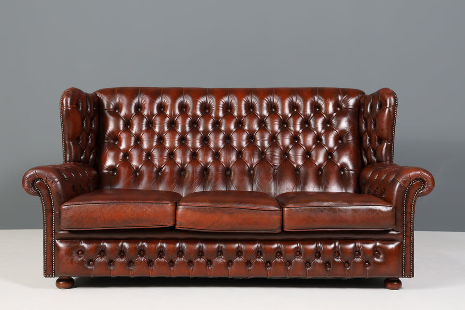 Stilvolle Original Chesterfield Sofa Englische 3er Couch UK braun