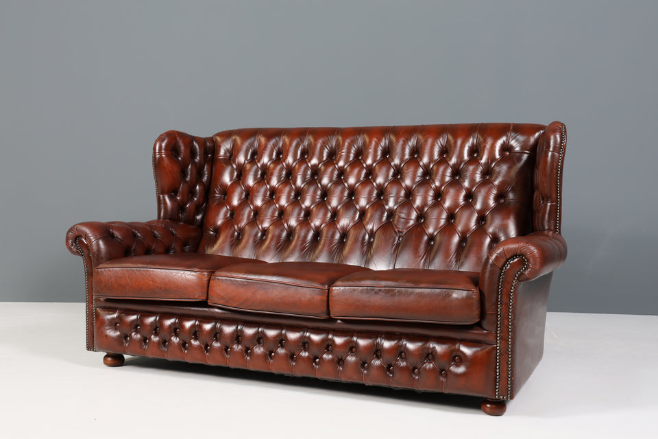 Stilvolle Original Chesterfield Sofa Englische 3er Couch UK braun