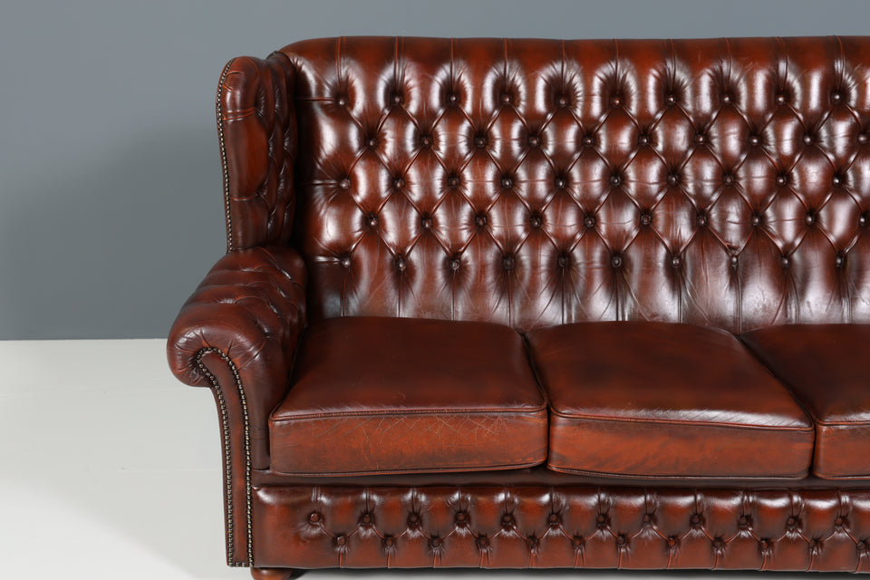 Stilvolle Original Chesterfield Sofa Englische 3er Couch UK braun